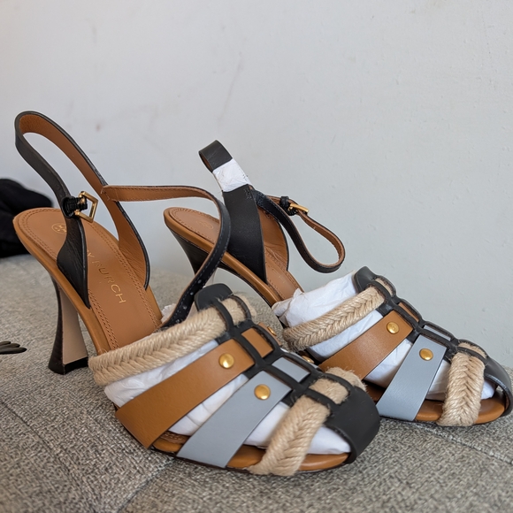 Tory Burch Fisherman Heel Sandal - Perfect Navy / Caramel